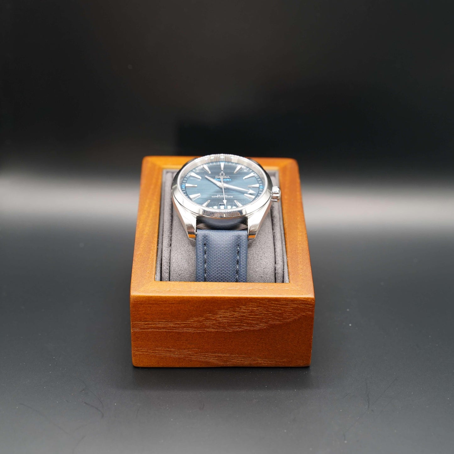 Grey wooden watch case with microsuede interior. A perfect way to show off your collection of watches. Made of high-quality wood and microsuede. Available in beige and grey.